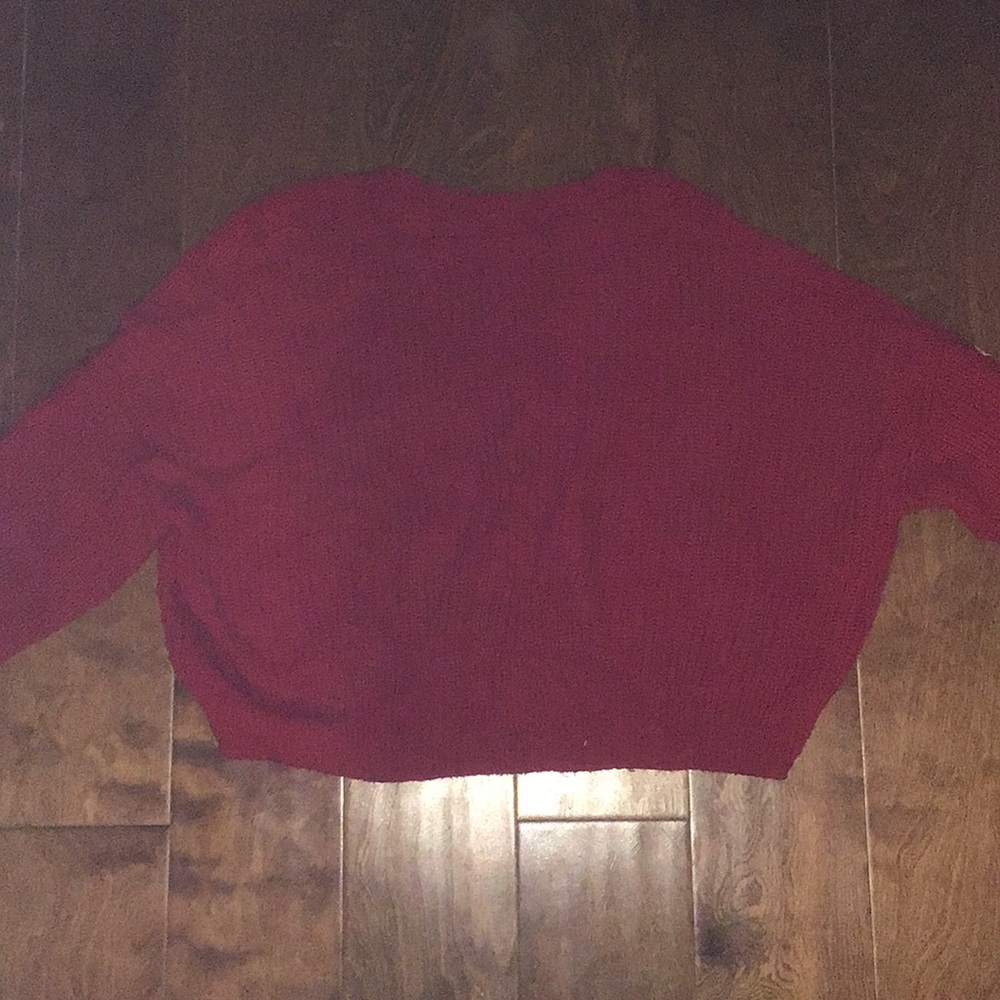 Long sleeve crop top knit sweatshirt